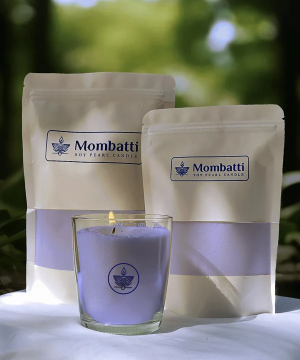 Mombatti® Coloured Pearled Candle and Vase Set (Wicks Included)